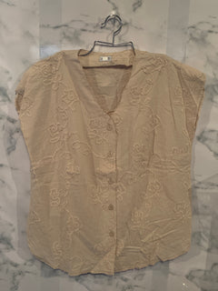 Women's Summer of Europe Sleeveless Shirt (Beige)
