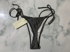 Women's Dark Grey Thong Bikini Set Without Padded Top