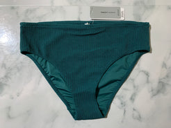 Women's Green Textured Midi Bikini Swim Bottoms