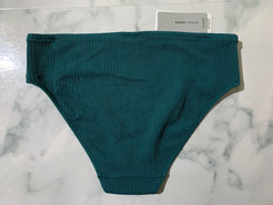 Women's Green Textured Midi Bikini Swim Bottoms
