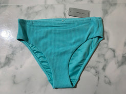 Women's Aqua Textured Midi Bikini Swim Bottoms