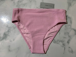 Women's Pink Textured Midi Bikini Swim Bottoms