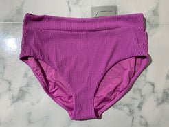 Women's Purple Crinkle Midi Bikini Swim Bottoms