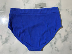 Women's Dark Blue Crinkle Midi Bikini Swim Bottoms