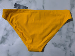 Women's Golden Yellow Ribbed Bikini Swim Bottoms