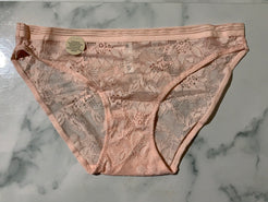 Women's Flower Embroidered Pink Lace Lingerie Briefs Low-Rise