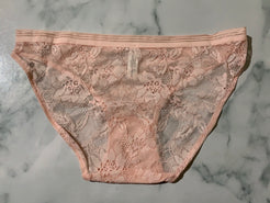 Women's Flower Embroidered Pink Lace Lingerie Briefs Low-Rise