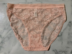 Women's Flower Embroidered Pink Lace Lingerie Briefs High-Rise