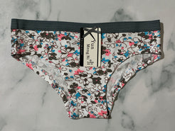 Women's Floral Print Grey Panties Underwear Low Rise