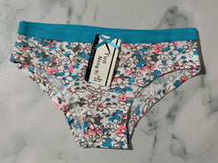 Women's Floral Print Light Blue Panties Underwear Low Rise