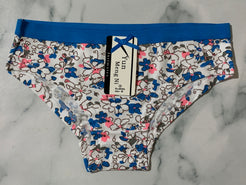 Women's Floral Print Blue Panties Underwear Low Rise