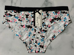 Women's Floral Print Black Panties Underwear Low Rise