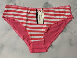 Women's Stripe Print Rose/White Panties Underwear Low Rise