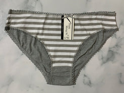 Women's Stripe Print Grey/White Panties Underwear Low Rise