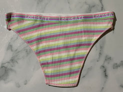 Women's Ribbed Striped Cotton Briefs Panties Underwear Bikini Low Rise