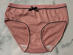 Women's Dark Pink Threaded Bow Princess Panties Underwear Briefs Mid Rise