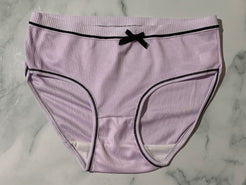 Women's Purple Threaded Bow Princess Panties Underwear Briefs Mid Rise