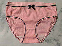 Women's Pink Threaded Bow Princess Panties Underwear Briefs Mid Rise