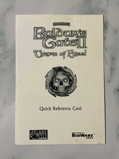 Baldur's Gate II Throne of Bhaal Quick Reference Card for PC