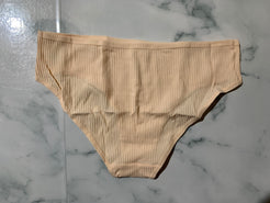 Women's Light Pink Ribbed Cotton Briefs Panties Underwear Low Rise