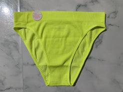 Women's Lime Ribbed Cotton Briefs Panties Underwear Mid Rise