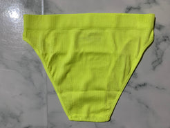 Women's Lime Ribbed Cotton Briefs Panties Underwear Mid Rise