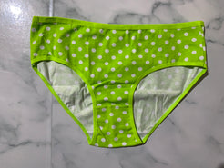 Women's Lime/White Polka Dot Briefs Panties Underwear Mid Rise