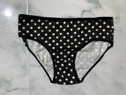 Women's Black/White Polka Dot Briefs Panties Underwear Mid Rise