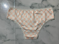 Women's White/Orange Checkered Briefs Panties Underwear Low Rise