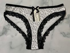 Women's Floral Print Black Trim Bikini Panties Underwear Low Rise