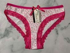 Women's Floral Print Rose Trim Bikini Panties Underwear Low Rise