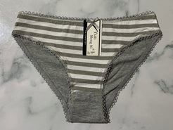 Women's Stripe Print Grey/White Panties Underwear Low Rise