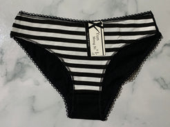 Women's Stripe Print Black/White Panties Underwear Low Rise