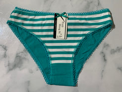 Women's Stripe Print Green/White Panties Underwear Low Rise