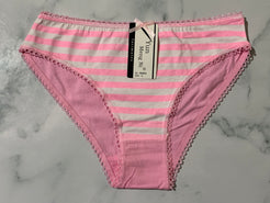 Women's Stripe Print Pink/White Panties Underwear Low Rise