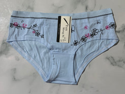 Women's Flower/Butterfly Print Blue Bikini Panties Underwear Low Rise