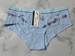 Women's Flower/Butterfly Print Blue Bikini Panties Underwear Low Rise