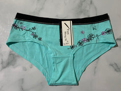 Women's Flower/Butterfly Print Aqua Bikini Panties Underwear Low Rise