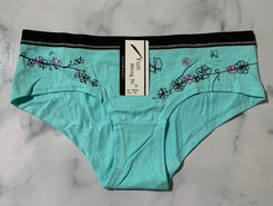 Women's Flower/Butterfly Print Aqua Bikini Panties Underwear Low Rise