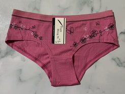 Women's Flower/Butterfly Print Dark Red Bikini Panties Underwear Low Rise