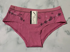 Women's Flower/Butterfly Print Dark Red Bikini Panties Underwear Low Rise