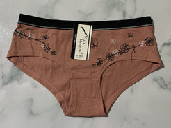 Women's Flower/Butterfly Print Brown Bikini Panties Underwear Low Rise