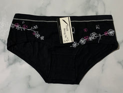 Women's Flower/Butterfly Print Black Bikini Panties Underwear Low Rise