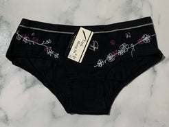 Women's Flower/Butterfly Print Black Bikini Panties Underwear Low Rise