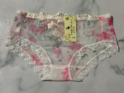 Women's Flower Embroidered White Lace Lingerie Briefs Low Rise