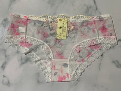 Women's Flower Embroidered White Lace Lingerie Briefs Low Rise