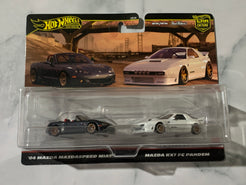 Hot Wheels Premium Car Culture 2 Pack '04 Mazda Mazdaspeed Miata & Mazda RX7 FC Pandem