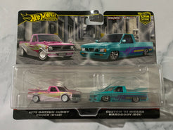 Hot Wheels Premium Car Culture 2 Pack 1975 Datsun Sunny Truck (B120) & Custom '95 Nissan Hardbody (D21)