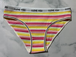 Women's Ribbed Striped Cotton Briefs Panties Underwear Bikini Low Rise Style 7