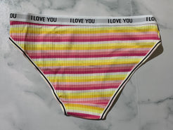 Women's Ribbed Striped Cotton Briefs Panties Underwear Bikini Low Rise Style 7
